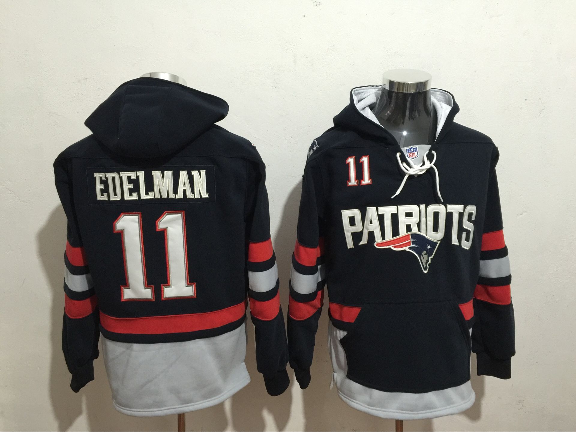 Men NFL Nike New England Patriots #11 Edelman blue Sweatshirts->nfl sweatshirts->Sports Accessory